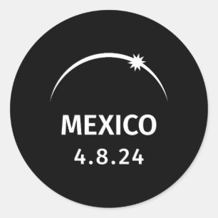 4.8.24 Solar Eclipse Mexiko Runt Klistermärke