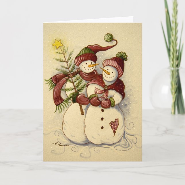 4 924 Snögubbar jul Helgkort (Framsida)