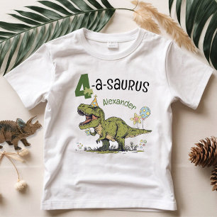 4-a-saurus Cute Dinosaur Namn 4e födelsedagen Part T Shirt