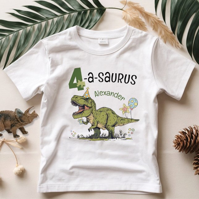 4-a-saurus Cute Dinosaur Namn 4e födelsedagen Part T Shirt (Skapare uppladdad)