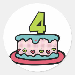 4 Ålderskaka Runt Klistermärke