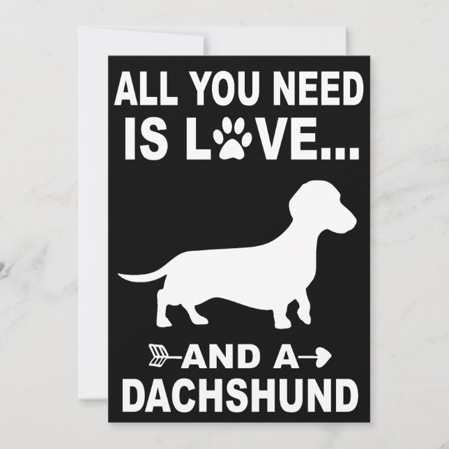 4 Allt Du Behöver Är Kärlek Och En Dachshund Inbjudningar (Framsida)