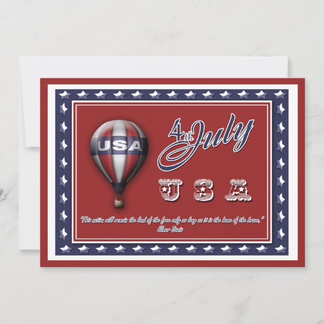 4 ANPASSADE för Juli "independence day" party Inbjudningar (Framsida)