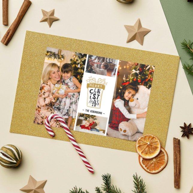4 Anpassat namn för Photo Collage God jul Gift Julkort (Skapare uppladdad)