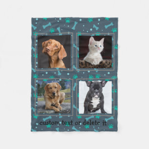 4 Anpassningsbar för Photo Collage Hund Pet-Person Fleecefilt
