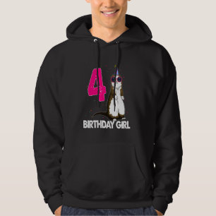 4 år Birthday Girl Ferret Birthday Hoodie
