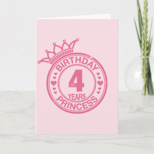 4 år - födelsedagPrincess - rosor Kort
