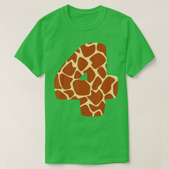 4 år gammal, 4e födelsedagen Party Giraffe Thmet T Shirt (Design framsida)