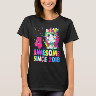 4 år gammal 4e födelsedagen Unicorn Girl Fantastis T Shirt