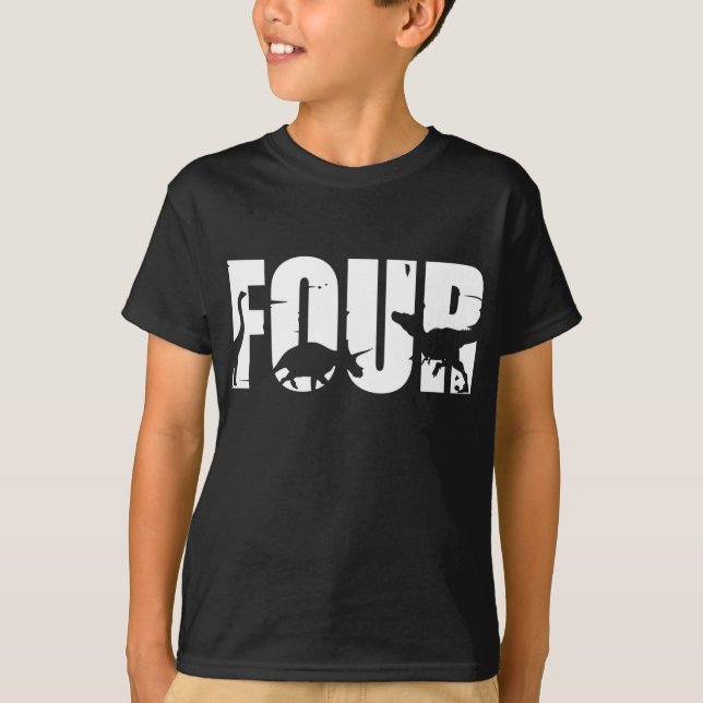 4 år Gammal födelsedagspojke Dinosaur T Rex Gift 4 Shirt (Framsida)