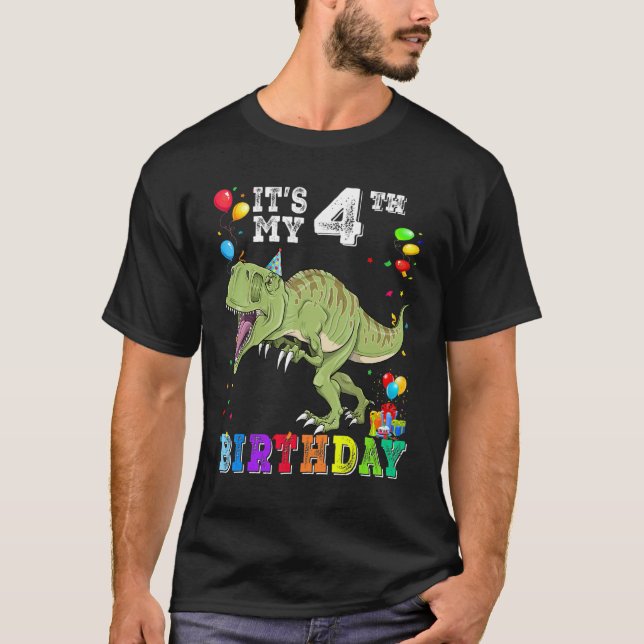 4 år gammal Min 4e födelsedagen Dinosaur Rex T Shirt (Framsida)
