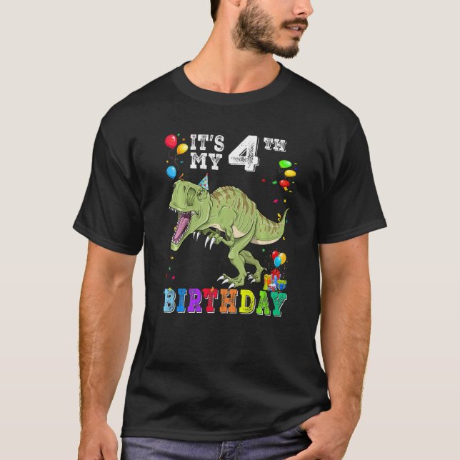 4 år gammal Min 4e födelsedagen Dinosaur Rex T Shirt (Framsida)