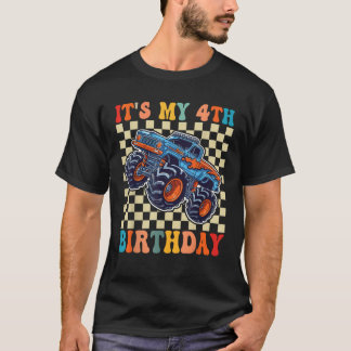 4 år gammal pojke flicka Det är min 4-årsdag pojka T Shirt