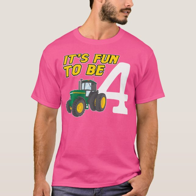 4 År Gammal Traktor 4-årsdag T Shirt (Framsida)