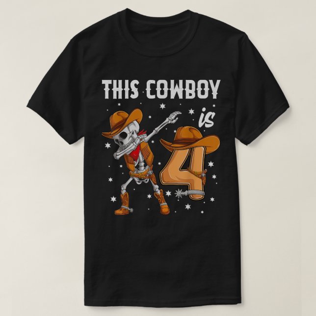 4 år gammal Western docka Skeleton 4:e bir T Shirt (Design framsida)