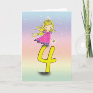 4 år Princess Födelsedag Kort