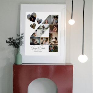 4 år tillsammans med Photo Collage Bröllop-årsdage Poster