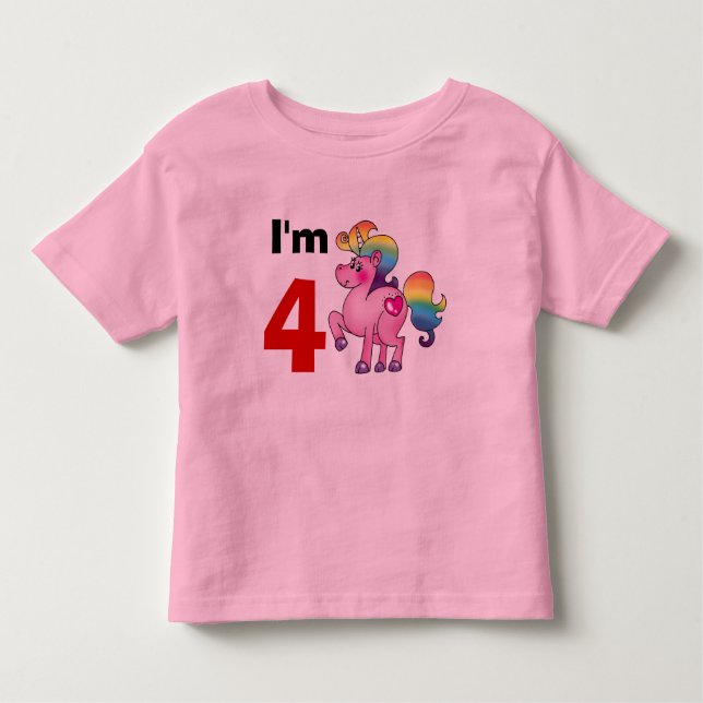 4-årig födelsedagspresent ( encornpony ) tee shirt (Framsida)