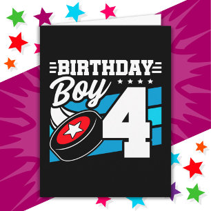 4-årig Hockey Party Theme 4e födelsedagen Boy Kort