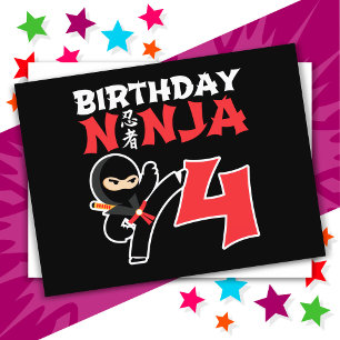 4 Årig Karate Ninja Fest Barn 4-årsdag Vykort