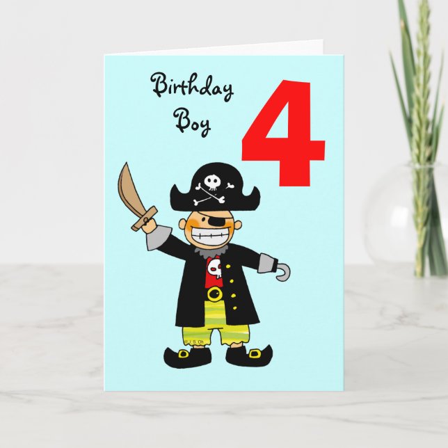 4-årig pirat-pojke kort (Framsida)
