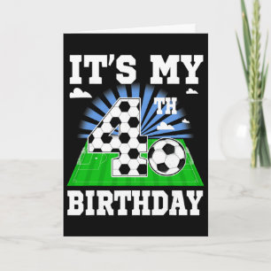 4 Årig Pojke Det är min 4-årsdag Fotbollstema P Kort