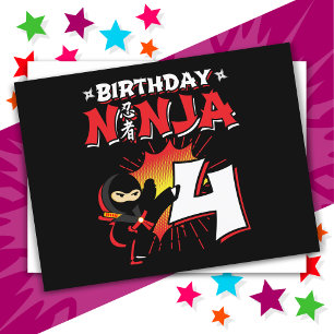 4-årig serietidningsstil Ninja 4-årsdag Vykort