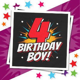 4-årig superhjälte Birthday Boy 4e födelsedagen Pappersservett