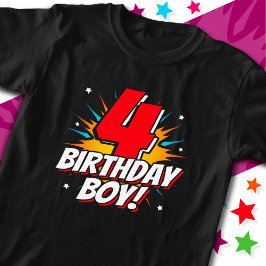 4-årig superhjälte Birthday Boy 4e födelsedagen T Shirt