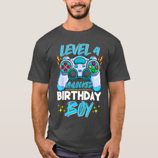 4-åriga pojkar Nivå 4 Upplåst 4-års födelsedagsvid T Shirt