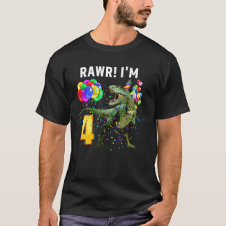 4 års ålder Dinosaurs födelsedag 4:e Party Rawr T Shirt