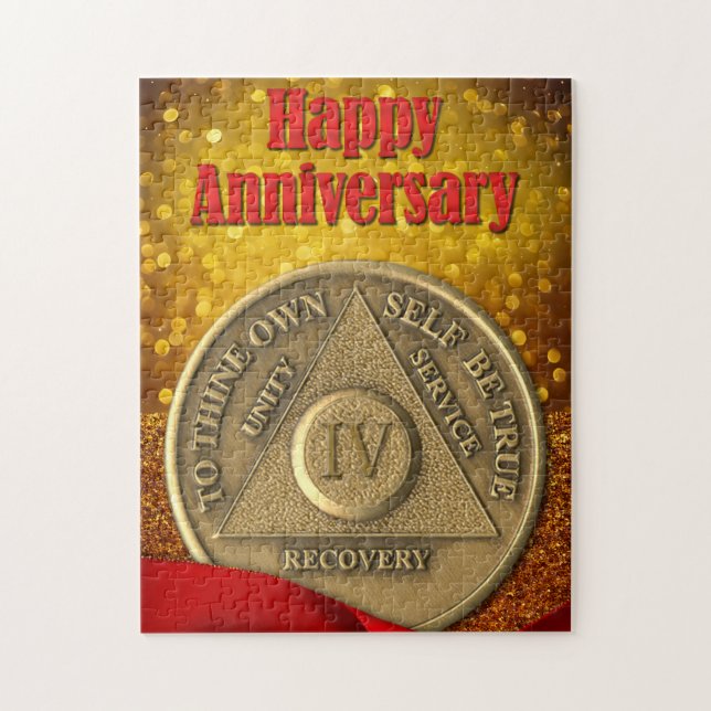 4 års årsdag för myntårsfirandet Glitter Lycklig Pussel (Vertikal)