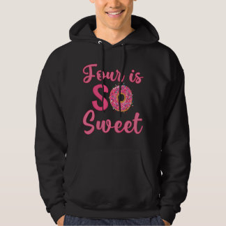 4-års Donut Födelsedagsfest Fyra År Gammal Söt Tje Hoodie