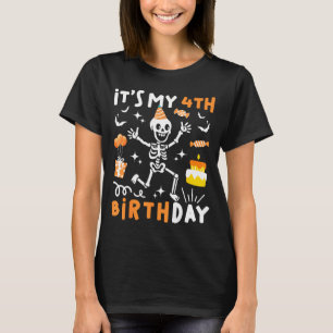 4-års födelsedag barn rolig skelett 4-årsdag t shirt
