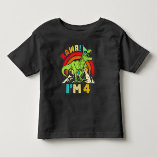 4-års födelsedag Dinosaur T Rex Rawr Jag är 4 För  Shirt