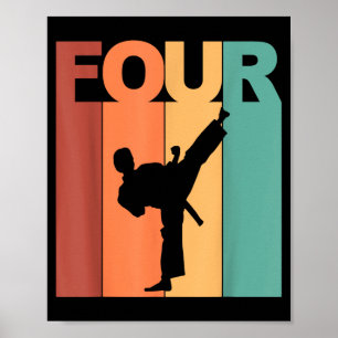 4-års födelsedag Karate Taekwondo tema 4 år gammal Poster