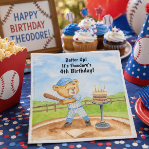 4-års födelsedag Tee Ball Nallebjörn Baseboll Pappersservett