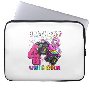 4-års födelsedags enhörning monstertruck födelseda laptop fodral