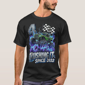 4-års födelsedags monstertruck 4 år gammal pojkar t shirt