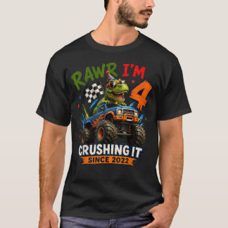 4-års födelsedags monstertruck krossar det t shirt