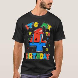 4-års födelsedags pojke Super Gamer Gamingheme Föd T Shirt