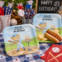 4-års födelsedags Tee Ball Teddybjörn Baseboll