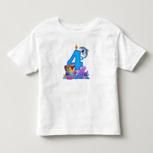 4-års födelsedagshaj och skattkista havstema t shirt