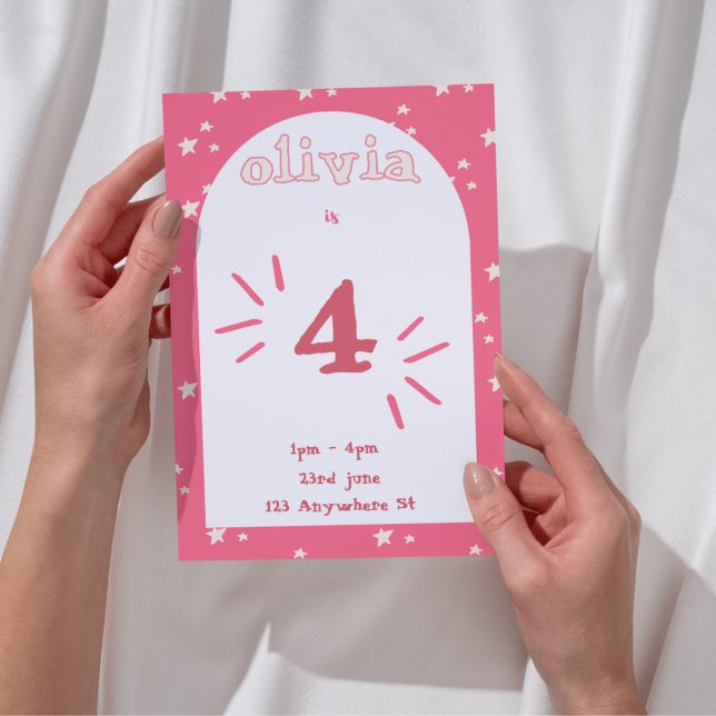 4-års födelsedagsinbjudan flicka  inbjudningar (Skapare uppladdad)
