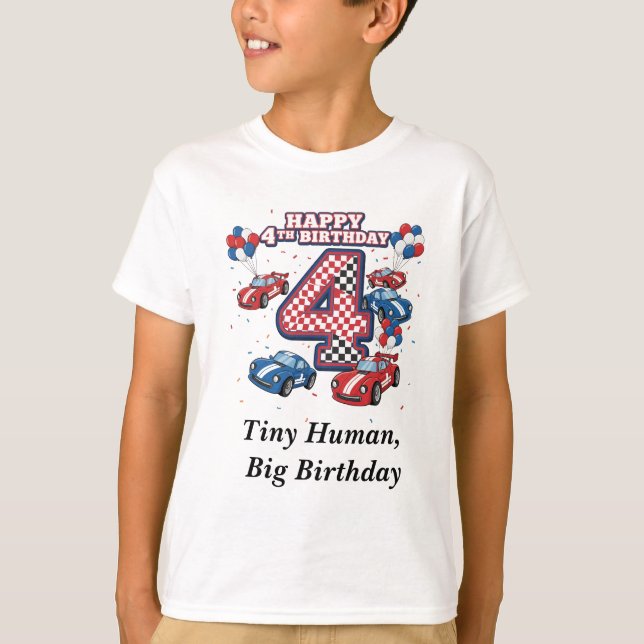 4-års födelsedagsracingbil Personlig Two Fast  T Shirt (Framsida)