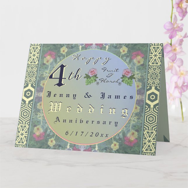 4-års frukt- och blomfestsjubileum kort (Orkide)
