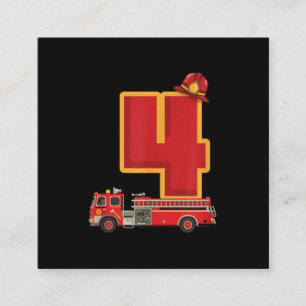 4 års gamla födelsedagsgåvor Firefighter Fyrkantigt Visitkort