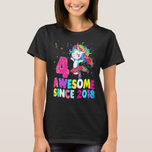 4 års gammal 4e födelsedagen-ballet Unicorn Girl s T Shirt