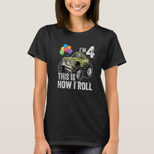 4 års gammal 4e födelsedagen Boy Monster Lastbil T Shirt