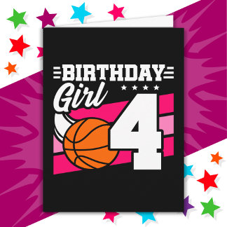 4 års gammal basketboll Party 4e födelsedagen-flic Kort